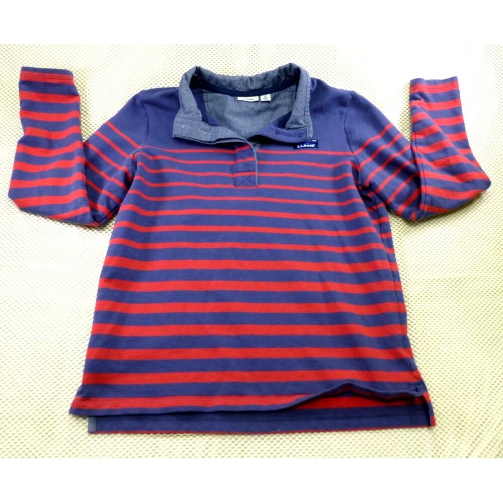 VTG LL Bean Lakewashed Rugby Shirt Blue Red Striped Henley